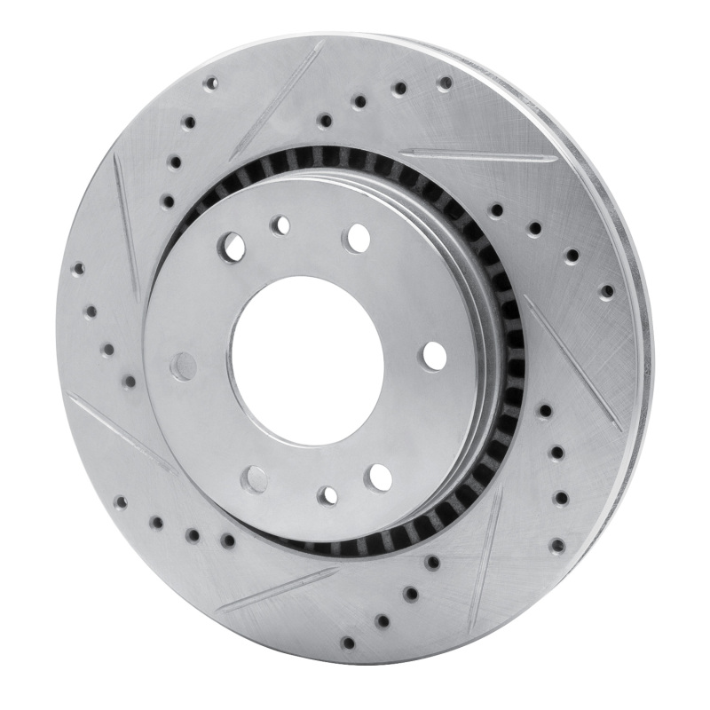 Buick Rainier Brake Rotor (1) - Front Left - R1 Concepts - Drilled & Slotted - Silver - `06-`09